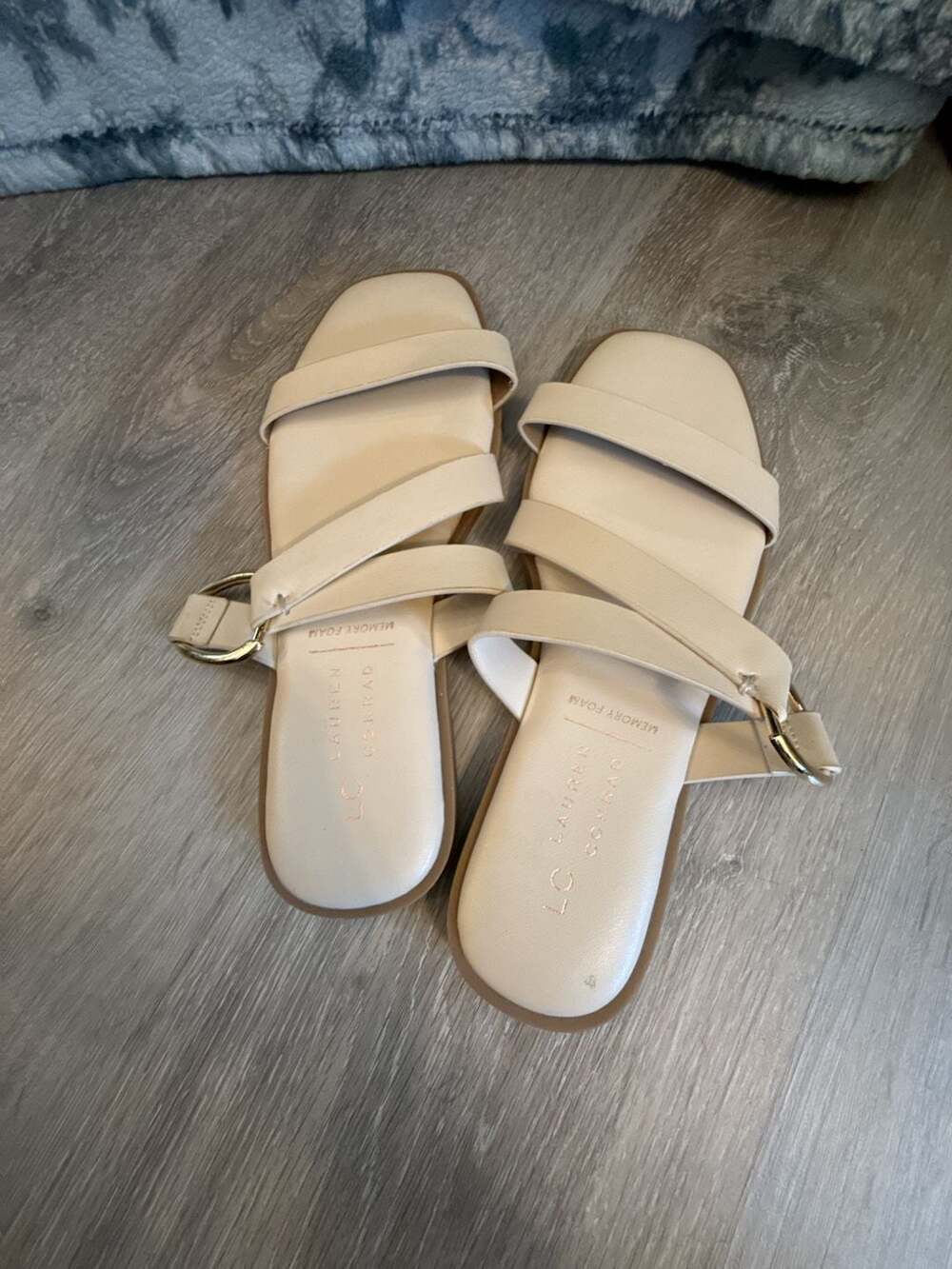 LC Lauren Conrad Shaii Strappy Memory Foam Slide Sandals